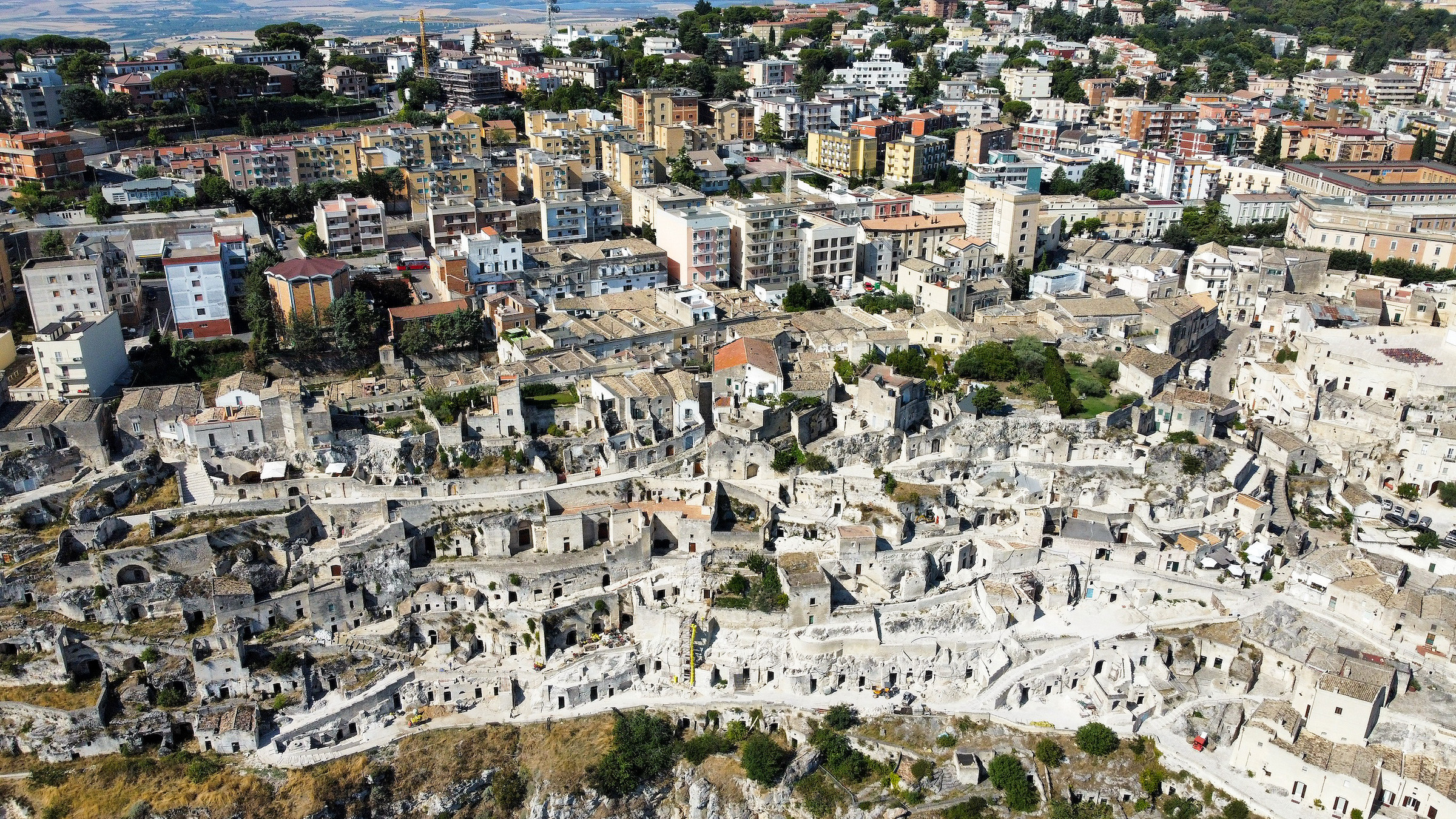 Matera and City Aerial View